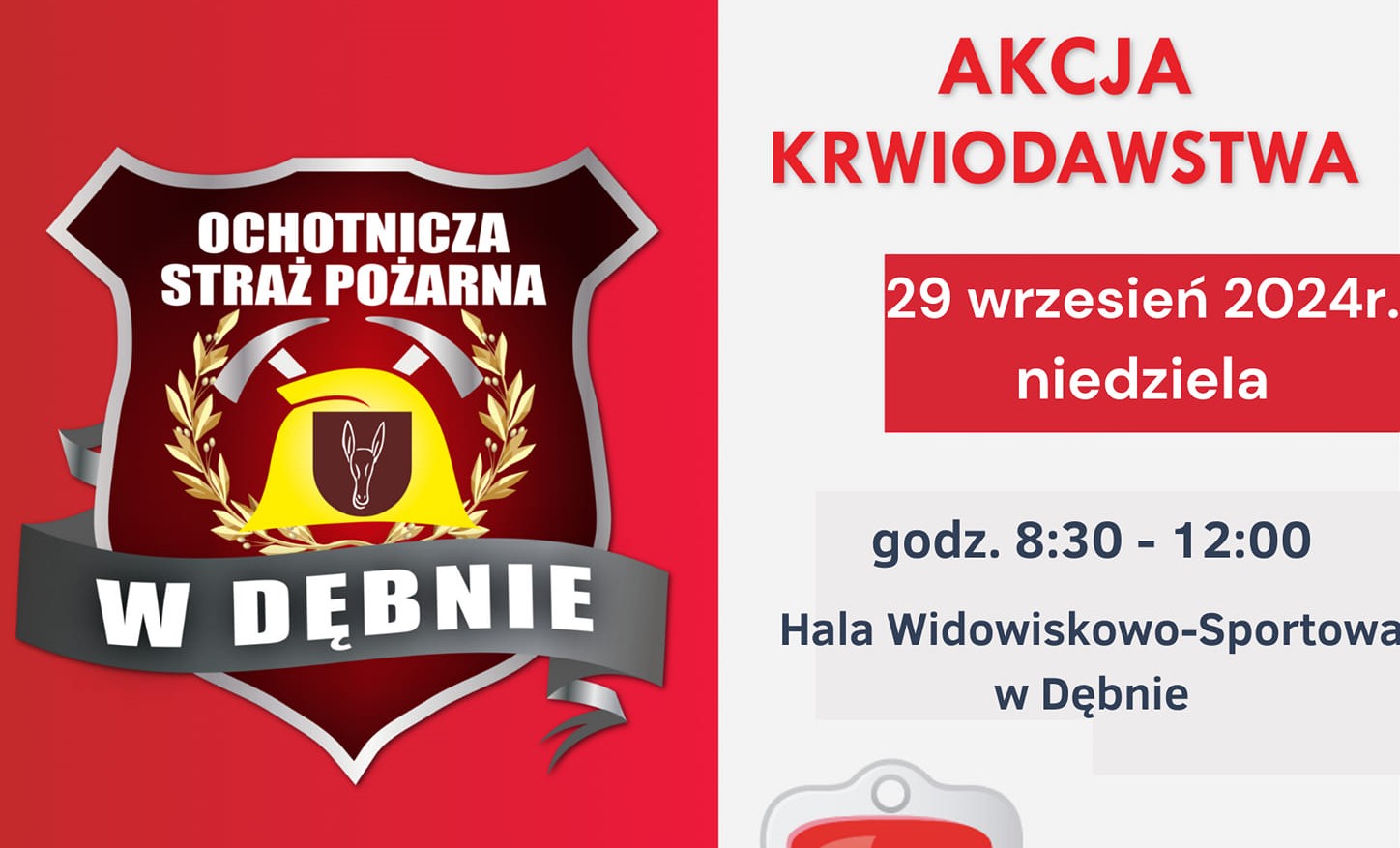 W niedzielę OSP Dębno zaprasza na akcję krwiodawstwa / 29 września 2024 r.